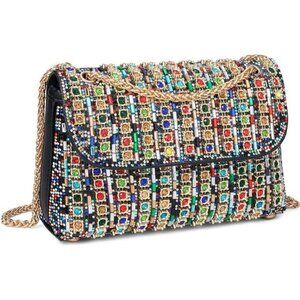 Sparkly Rhinestones Clutch Purses Crossbody Bag with Chain for Wedding Party